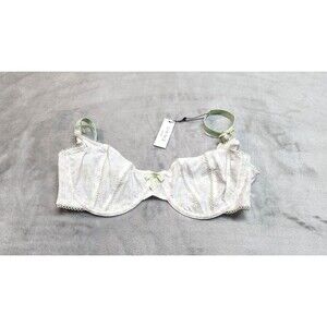 LOUNGE Women's 32E White Green Meadow Balcony Bra NWT